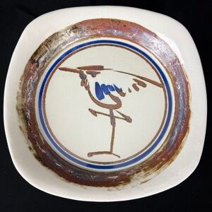 Vintage Dansk Heron Shore Bird Bowl Platter Centerpiece Pottery Niels Refsgaard